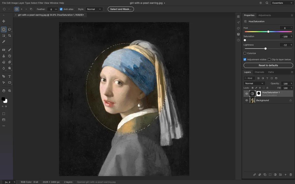 A masked color edit around a portrait in PhotoCraft (upstream example)